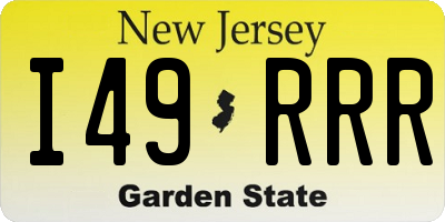 NJ license plate I49RRR