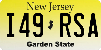 NJ license plate I49RSA