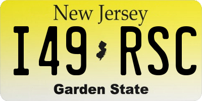 NJ license plate I49RSC