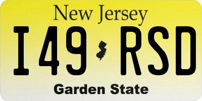NJ license plate I49RSD