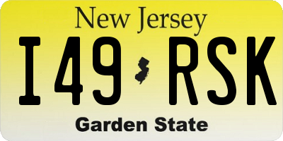 NJ license plate I49RSK