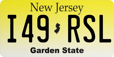 NJ license plate I49RSL