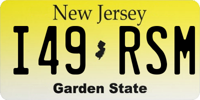 NJ license plate I49RSM