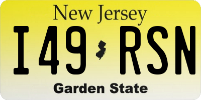 NJ license plate I49RSN