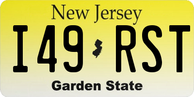 NJ license plate I49RST