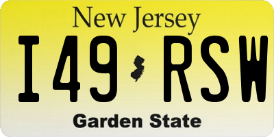 NJ license plate I49RSW
