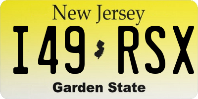 NJ license plate I49RSX