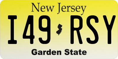 NJ license plate I49RSY