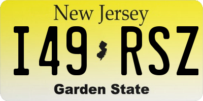 NJ license plate I49RSZ