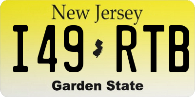 NJ license plate I49RTB