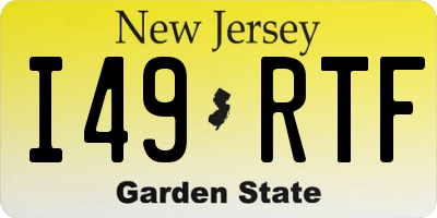 NJ license plate I49RTF