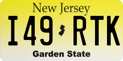 NJ license plate I49RTK