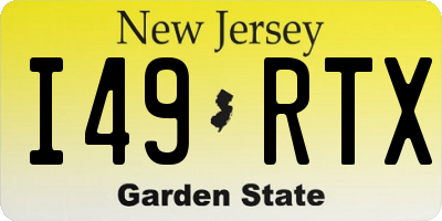 NJ license plate I49RTX