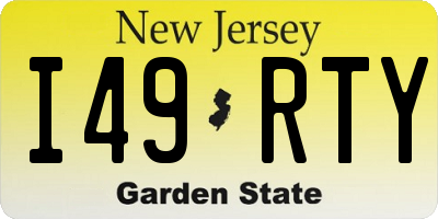 NJ license plate I49RTY