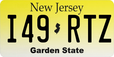 NJ license plate I49RTZ