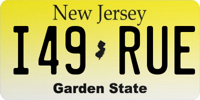 NJ license plate I49RUE