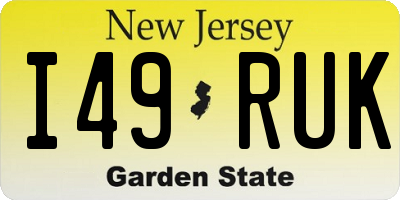 NJ license plate I49RUK