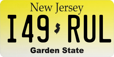 NJ license plate I49RUL