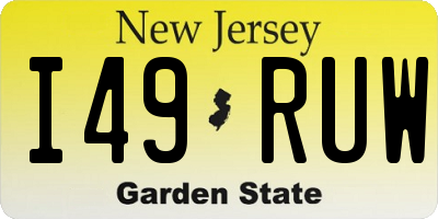 NJ license plate I49RUW