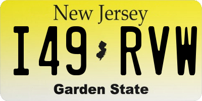 NJ license plate I49RVW