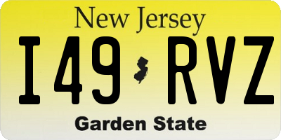 NJ license plate I49RVZ