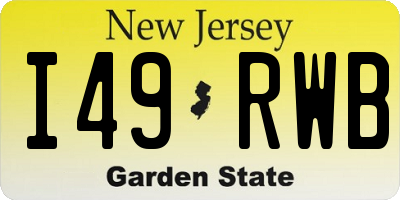 NJ license plate I49RWB