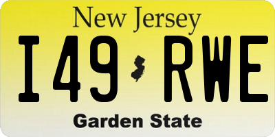 NJ license plate I49RWE