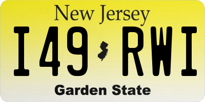 NJ license plate I49RWI