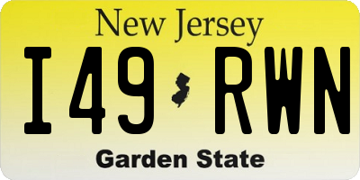 NJ license plate I49RWN