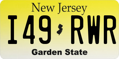 NJ license plate I49RWR