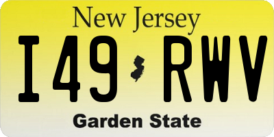 NJ license plate I49RWV