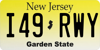 NJ license plate I49RWY