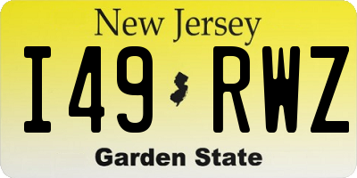 NJ license plate I49RWZ