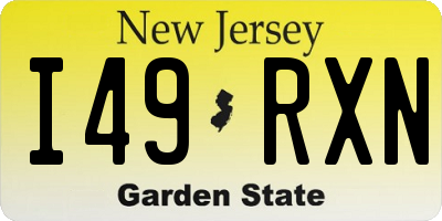 NJ license plate I49RXN