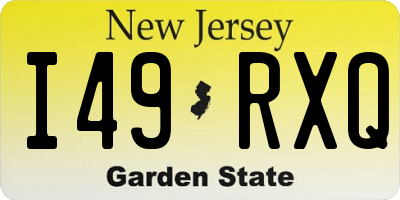 NJ license plate I49RXQ