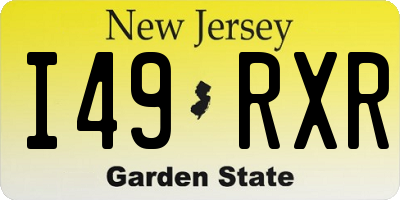 NJ license plate I49RXR