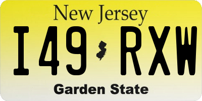 NJ license plate I49RXW