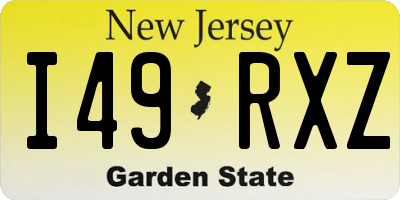 NJ license plate I49RXZ