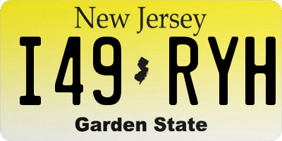 NJ license plate I49RYH