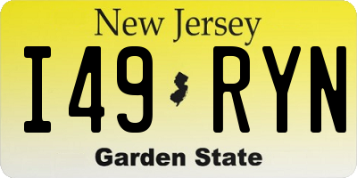NJ license plate I49RYN