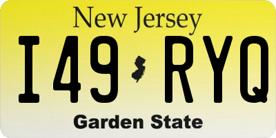 NJ license plate I49RYQ