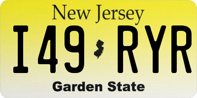 NJ license plate I49RYR