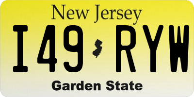 NJ license plate I49RYW