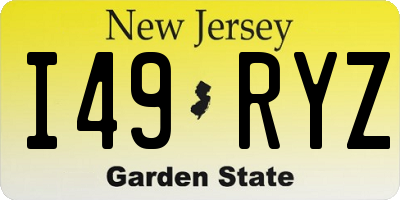 NJ license plate I49RYZ