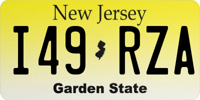 NJ license plate I49RZA