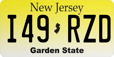 NJ license plate I49RZD