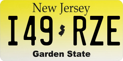 NJ license plate I49RZE