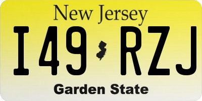 NJ license plate I49RZJ