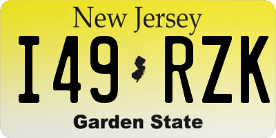 NJ license plate I49RZK