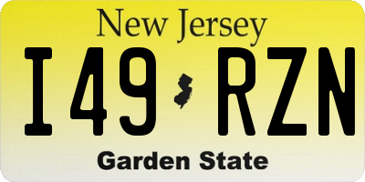 NJ license plate I49RZN